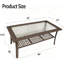 Table basse d'extérieur - Table basse en rotin et osier avec plateau en verre trempé et table de rangement à 2 niveaux pour terrasse