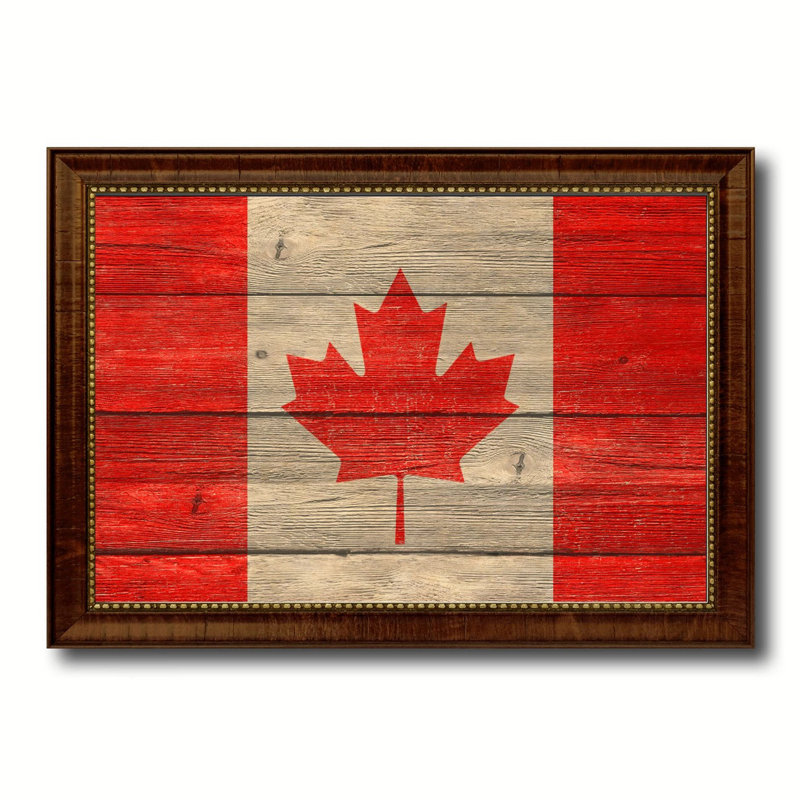 «Canada Country Flag», reproduction sur toile encadrée, H 15 po x l 21 po x P 1 po, Encadrement brun