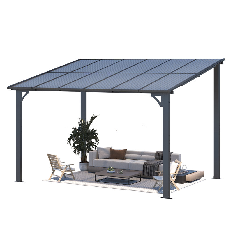 Aluminum Pergola with Canopy, 365.76cm x 243.84cm, Black