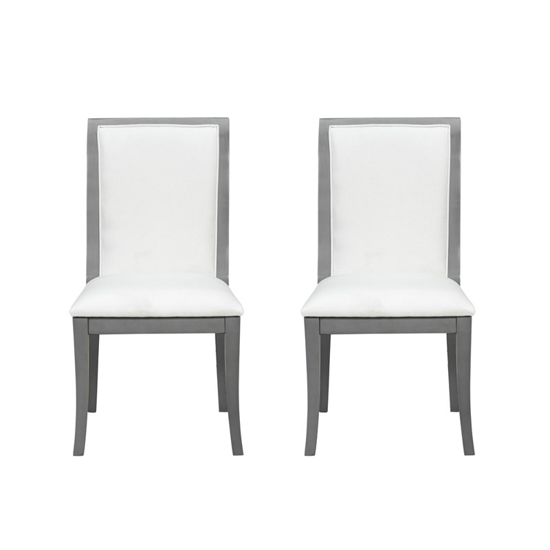 Traditional Elegant Upholstered Dining Chairs, Gray