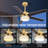 52 in. Indoor Gold Reversible Blade Crystal LED Ceiling Fan with Remote Control and Downrod Included, Two-Toned Blades-2037360253