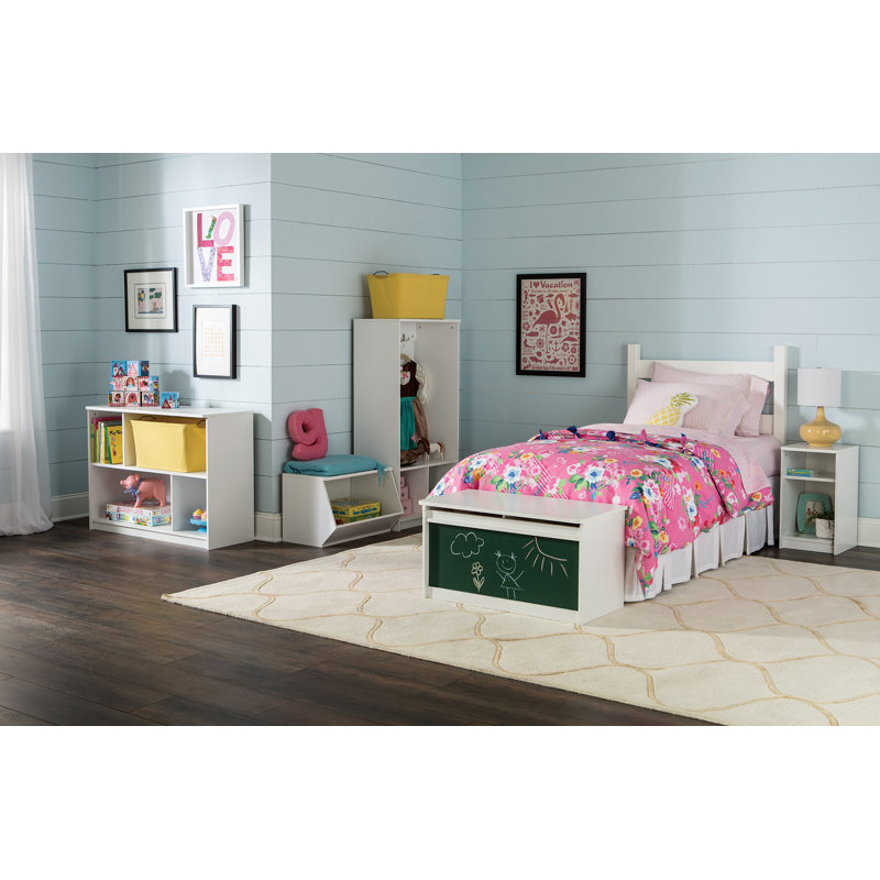 White Wood Laminate Kids Toy Storage Bookcase with Cubes