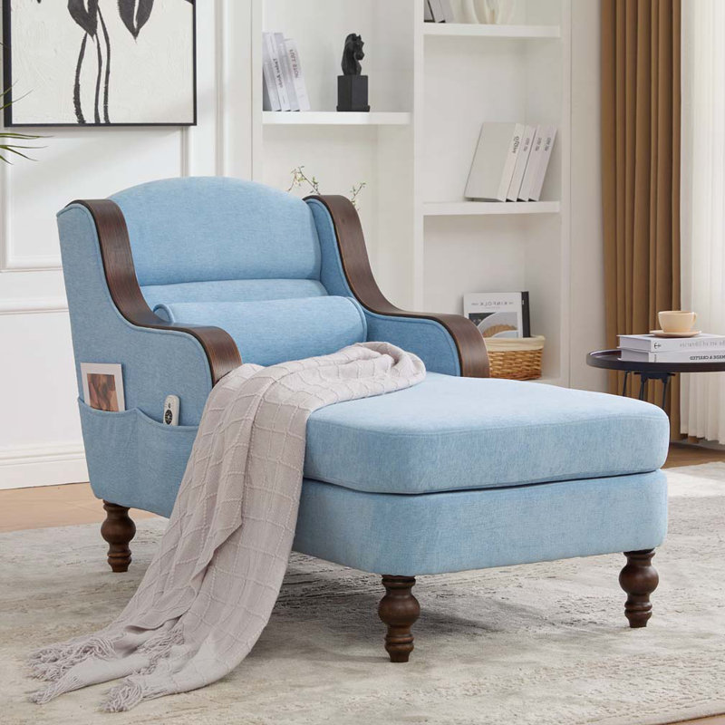 Chaise longue surdimensionnée en chenille, Bleu clair