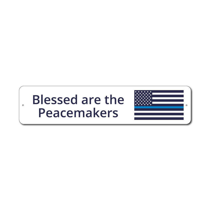 Enseigne en aluminium «Blessed Blue Line», H 6 po x l 24 po x P 0,063 po