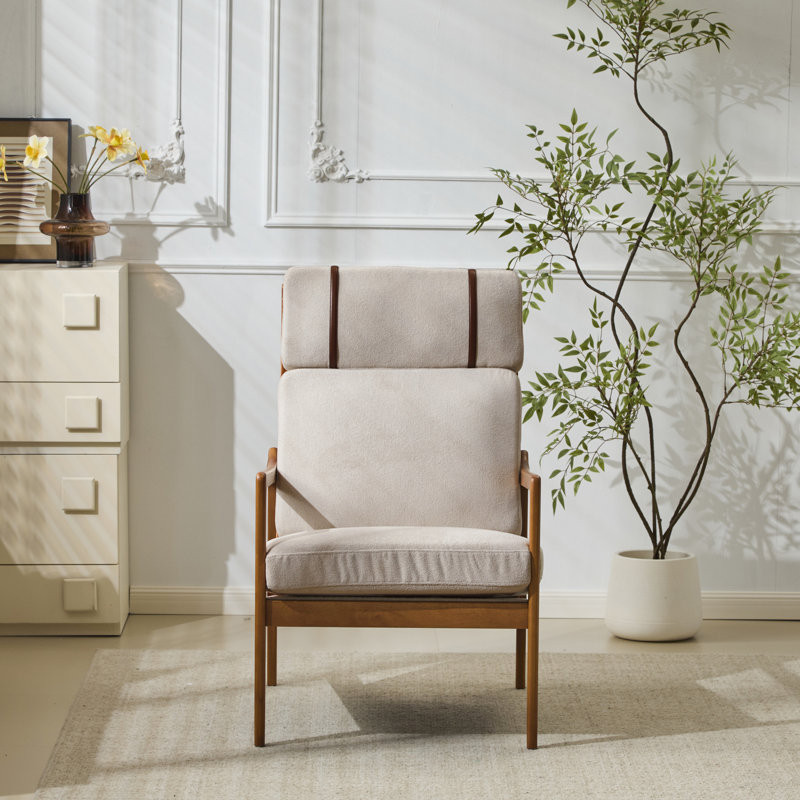 Fauteuil Mid-Century rembourré gris, Gris clair