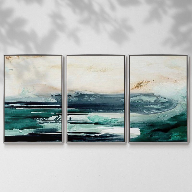 Écume de mer écoulement II 3 pièces, Argent, H 24 po x l 48 po x P 2 po