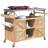 Natural Rolling Outdoor Kitchen Island, Solid Fir Wood Bar Cart with Stainless Steel Top-1839399503