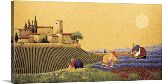 «Myell Hillside Flowers» par Lowell Herrero, reproduction d'art, H 18 po x l 36 po x P 1,5 po, Toile