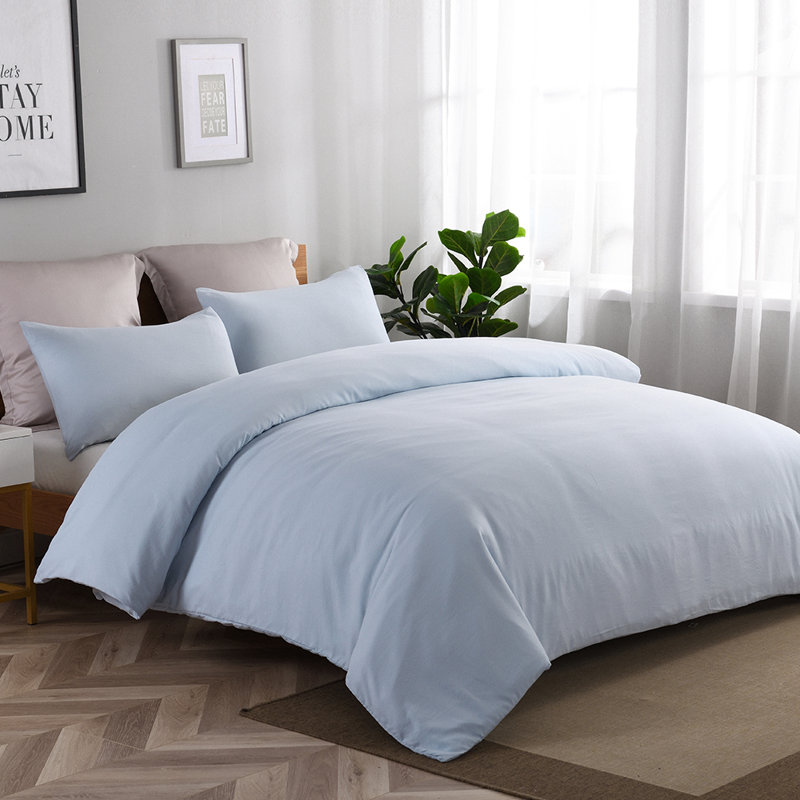 Ensemble de housse de couette en microfibre 2 pièces Miraflores, Housse de couette grand et 2 taies d'oreiller, Bleu