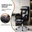 Fauteuil de bureau avec hauteur réglable et repose-pieds, fauteuil de jeu inclinable à dossier haut, cuir noir, roulettes, inclinaison à 135°, base en métal et bois, rembourrage en mousse à mémoire de forme, montage facile pour un confort optimal