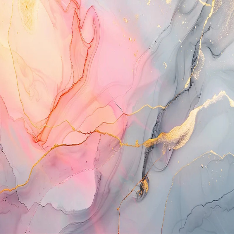 Sunset Glow Modern Abstract Marble Wallpaper, 106" L x 138" W