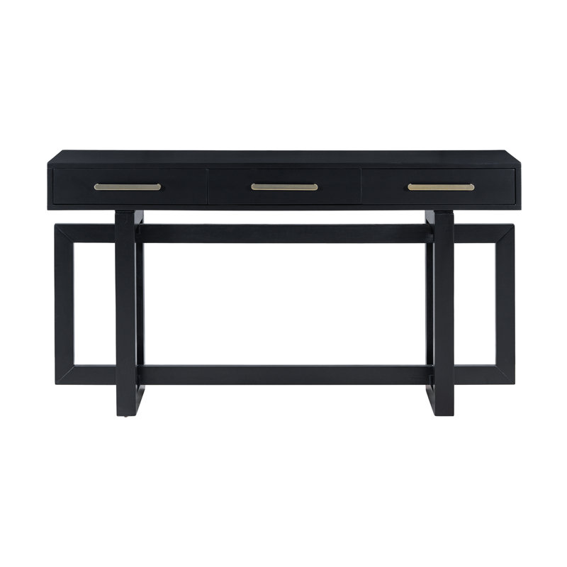 Elegant Console Table with Three Drawers, Extra Long Entryway Table for Entryway, Hallway, Black