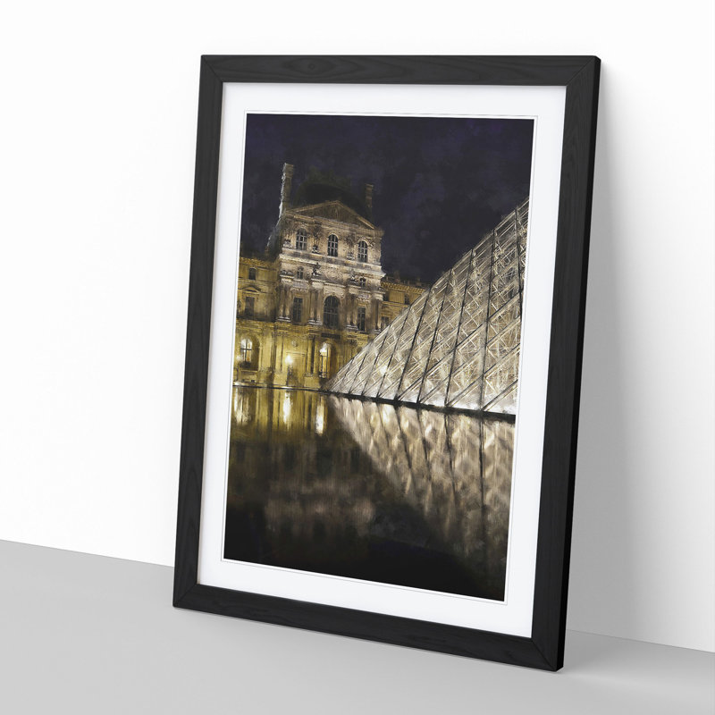 The Louvre in Paris Vol.1 Painting - Picture Frame Graphic Art, Black, 48cm H x 36cm W x 2cm D