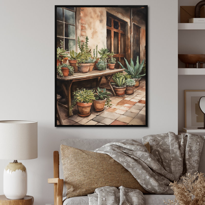 Ribalta Cottage Terrasse Garden I sur impression sur toile, H 20 po x l 12 po x P 1 po, Cadre flottant noir