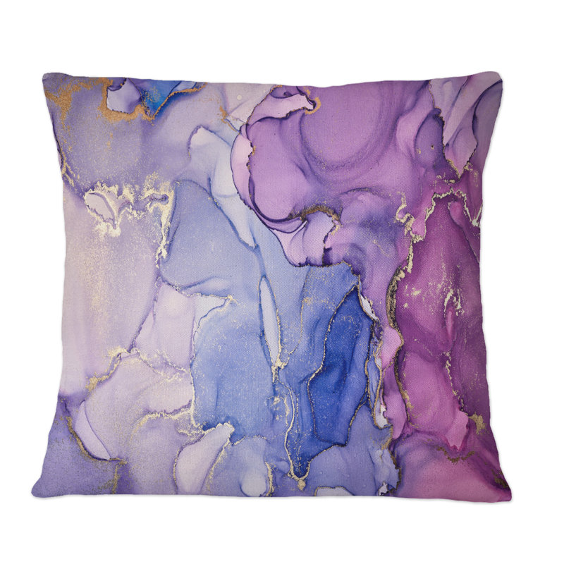 Coussin décoratif rose et bleu à imprimé de nuages V, 16 po x 16 po