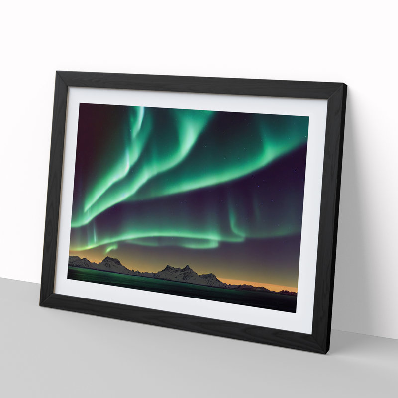 Fancy Northern Lights - Single Picture Frame Print, Black Framed, 25cm H x 34cm W x 2cm D