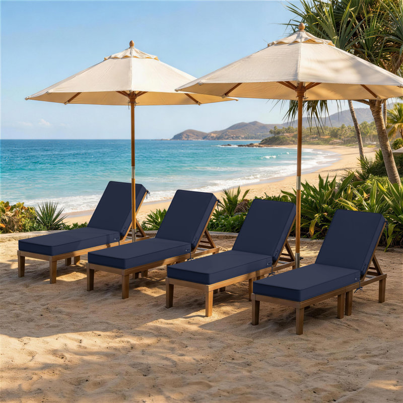Coussin de chaise longue d'extérieur Wynee, L 25,8 po x P 79,75 po, Marine