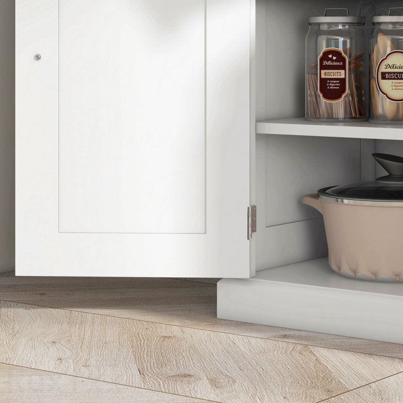 Garde-manger blanc de 72 po - Armoire de rangement haute, armoire autoportante, tiroir, portes, tablettes réglables, Blanc