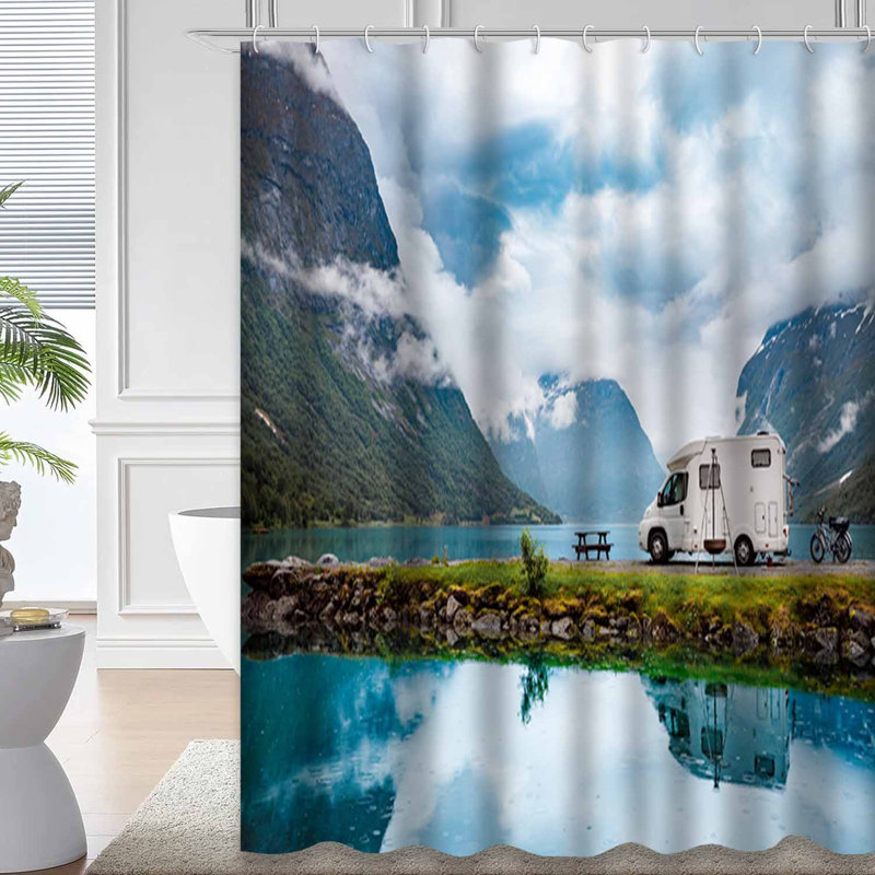 Rideau de douche avec 12 crochets Norvège, L 72 po x l 72 po