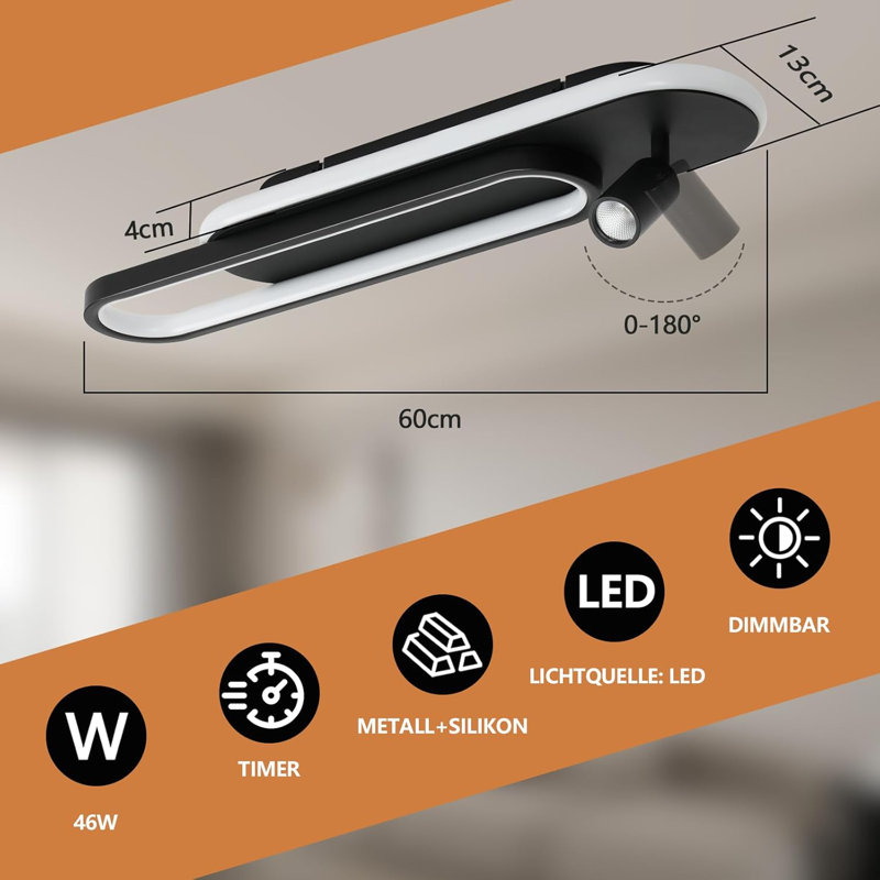 LED Semi Flush Mount, Matte Black