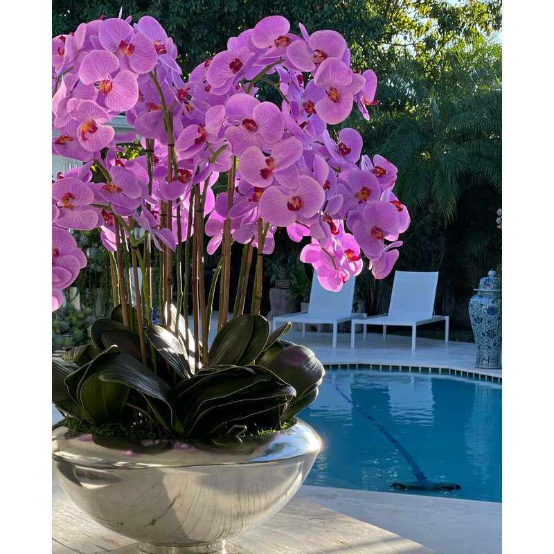 Orchid Floral Arrangement in Planter, Light Purple