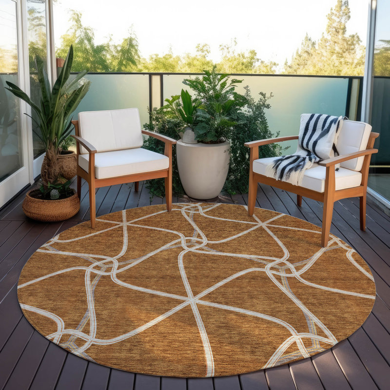 Aleg Area Rug with Non-Slip Backing, Round 8'