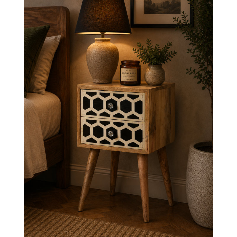 Martell 30cm W Solid Wood Bedside Table