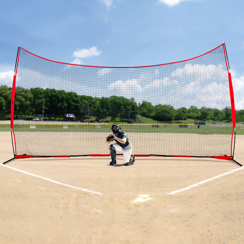 Barricade Backstop Net, Ball Sports Barrier Netting, Portable Practice, 123" H x 244" W x 55" D