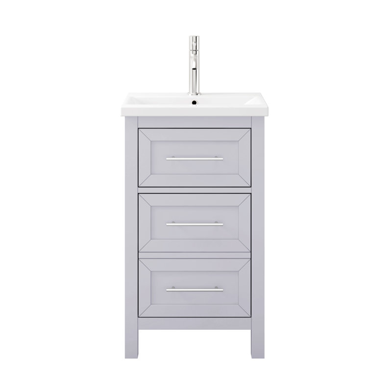 Lumiere 20 In. W X 16 In. D X 35 In. H Single Sink Bath Vanity In White Finish With White Ceramic Top, Gray