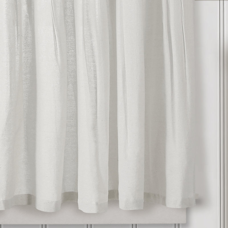 Blue and White Linen Button Kitchen Tier Curtains, 29" x 36"