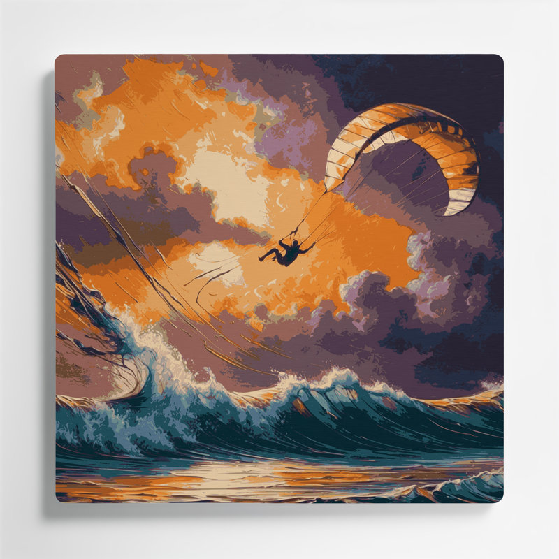 Sports Kiteboarding Grey Metal Wall Art, 12" H x 12" W x 0.05" D