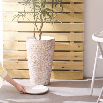 Ensemble de 2 pots à fleurs ronds de 21 po pour l'intérieur et l'extérieur
