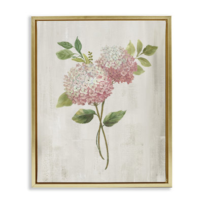Cadre flottant à tiges d'hortensia rose, design par Nan