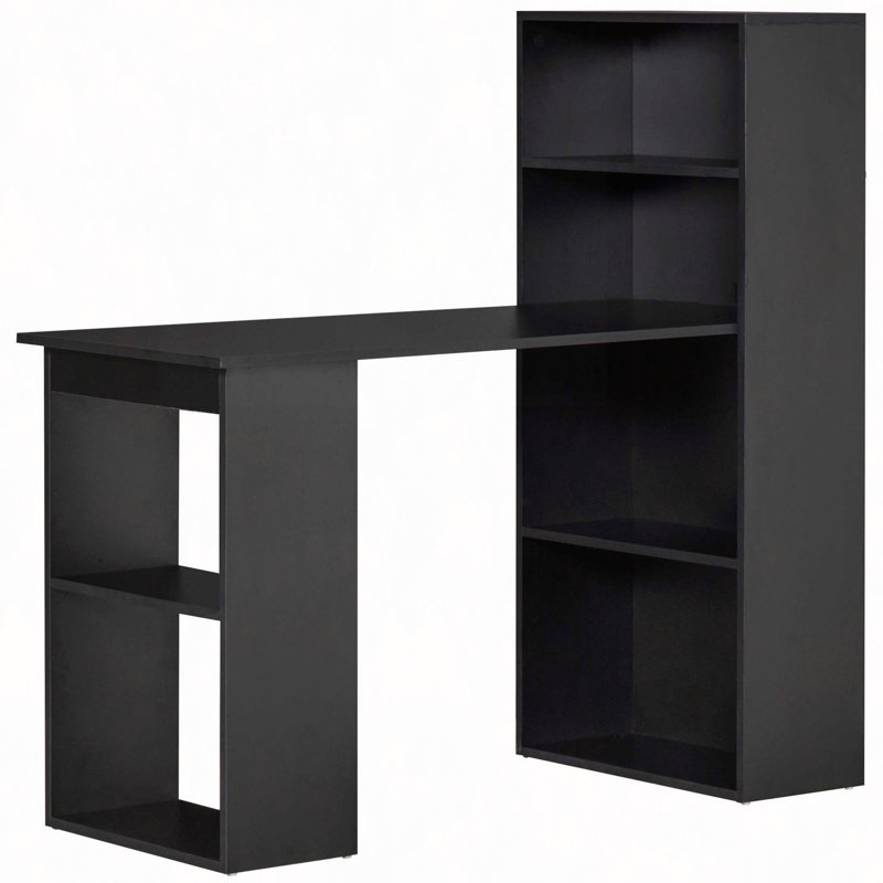 Bureau de bureau moderne avec tablettes de rangement à 6 niveaux, table d'écriture avec bibliothèque de 47 po