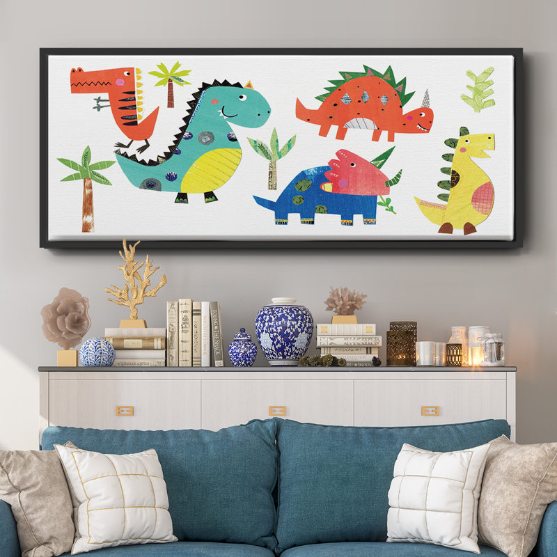 Dino Party- Framed Canvas