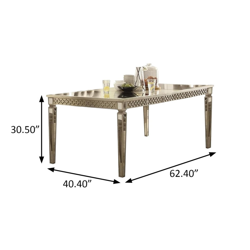 Table de salle à manger l 80,4 po, miroir et champagne