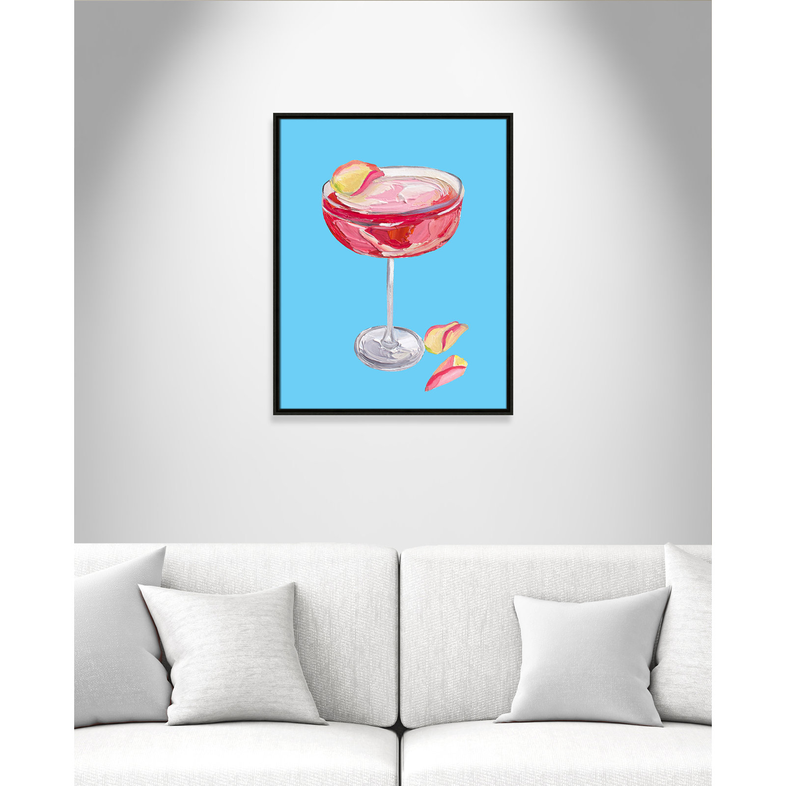Sparkling Rose Gin Cocktail Print by Straker, 29.5" H x 23.5" W, Espresso Floater
