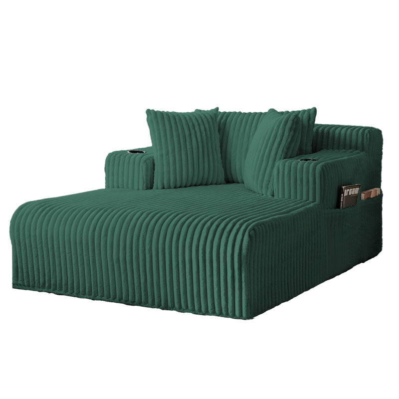 New Upgrade Corduroy Overstuffed Chaise Lounge Chair & Pillows – Comfy Deep Seat Cloud Sofa Couch for Living Room, Bedroom, Nursery