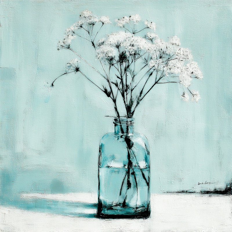 «Blue Blossom II», art mural sur toile tendue, H 20 po x l 20 po