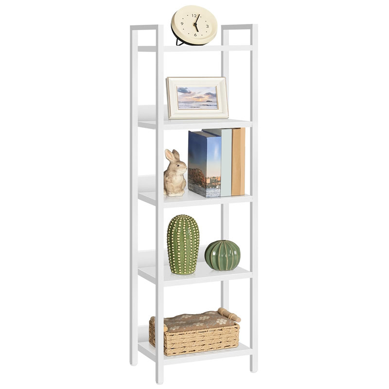 Bibliothèque verticale autoportante à 5 niveaux, (5 tablettes) H 51,6 po x l 13 po x P 9,5 po, White