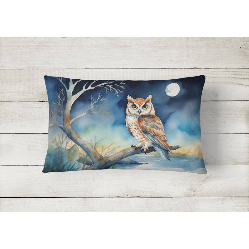 Coussin Owl perché dans un arbre côtier, Rectangle H 12 po x l 16 po