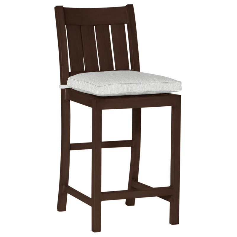 Club 24" Patio Bar Stool with Cushion, Welt, Mahogany, Bali Pearl