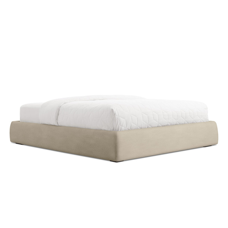 Lid Upholstered Storage Bed, Full, Barto Sand, Lift Up Storage