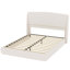 Structure de lit plateforme tapissier beige avec tête de lit à oreilles, conception rembourrée, profil bas, aucun sommier nécessaire, assemblage facile, tissu en lin élégant-1262830859