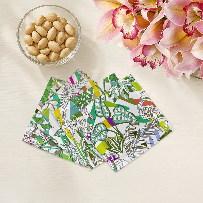  Sabi Jungle Cotton Sateen Cocktail Napkins, Natural