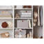 Paniers de rangement pour garde-robe, paniers de rangement extra larges avec fenêtre transparente et poignées, organisateur de tissu pliable pour vêtements, tablettes, brun et beige, paquet de 3-128589688-128589689