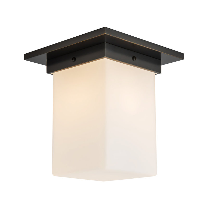 Mineral 8-in Brass Flush Mount, Oil Rubbed Bronze, Opal Glass