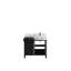 Ensemble de meuble-lavabo noir et gris l 36 po x P 22 po, comptoir en marbre gris château et robinet chromé
