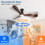 Ventilateur de plafond encastré en noyer de 52 pouces avec lumières et télécommande, ventilateur d'intérieur à 3 pales à intensité variable avec télécommande Alexa-562013701-562013698-562013699