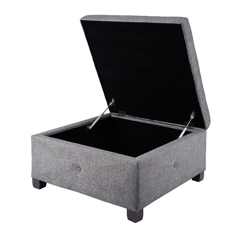 Banc de rangement rembourré en polyester Chingiz, Charbon